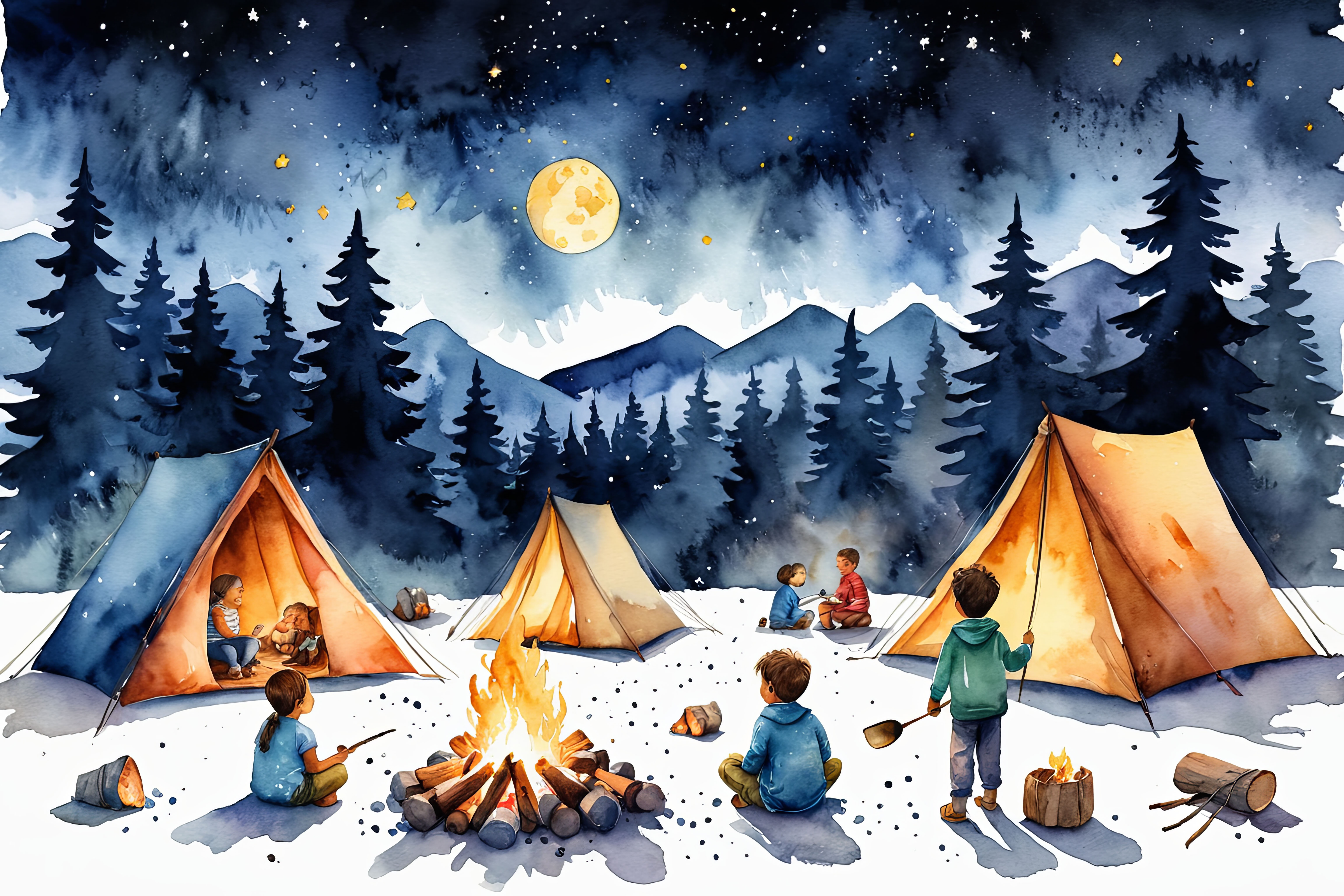 Family camping at Raghupur Fort under the stars